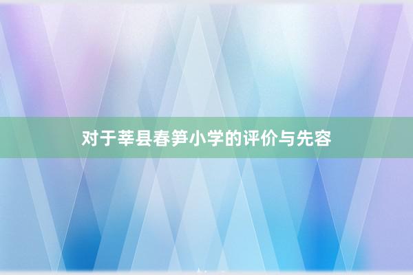 对于莘县春笋小学的评价与先容